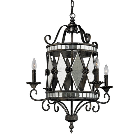 Mariana 4-Light Blackened Silver Light Vintage Fixture Ceiling Chandelier