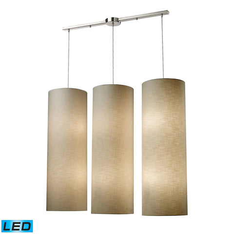 Fabric Cylinder 12-Lightlinear Satin Nickel LED'S Offering Mini Pendant