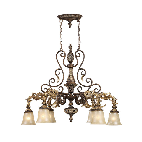 Regency 6-Light Burnt Bronze Light Vintage Fixture Ceiling Chandelier