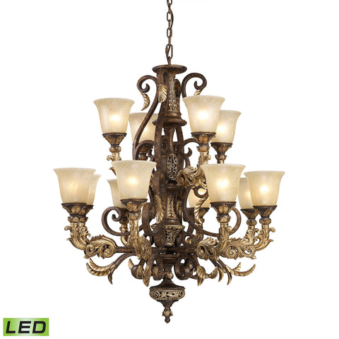 Regency 12-Light Burnt Bronze Includes LED Bulb(s) Light Vintage Chandelier