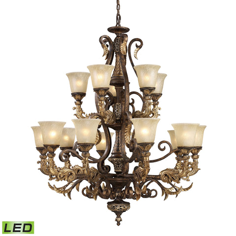 Regency 15-Light Burnt Bronze Includes LED Bulb(s) Light Vintage Chandelier