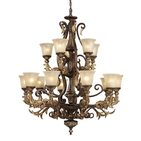 Regency 15-Light Burnt Bronze Light Vintage Fixture Ceiling Chandelier