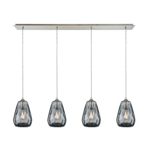 Tulare 4 Satin Nickel Light Glass Vintage Fixture Ceiling Pendant