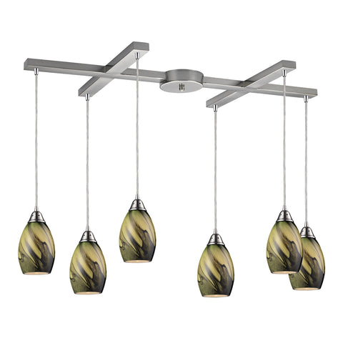 Formations 6-Light "H" Planetary Light Glass Vintage Fixture Ceiling Pendant