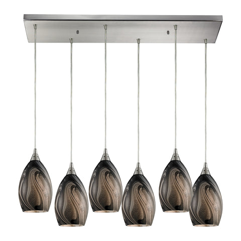 Formations 6- Light Satin Nickel Glass Vintage Fixture Ceiling Mini Pendant