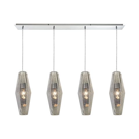 Pelham 4 Light Polished Chrome Light Glass Vintage Fixture Ceiling Pendant