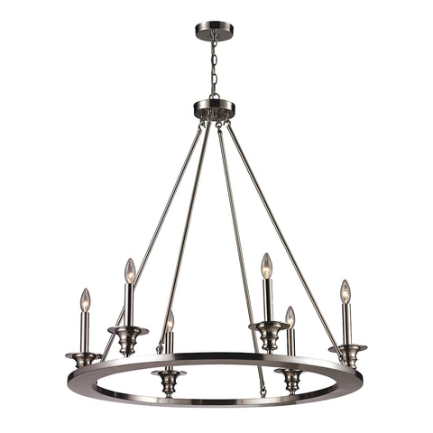 Port Solerno 6-Light Satin Nickel Light Vintage Fixture Ceiling Chandelier