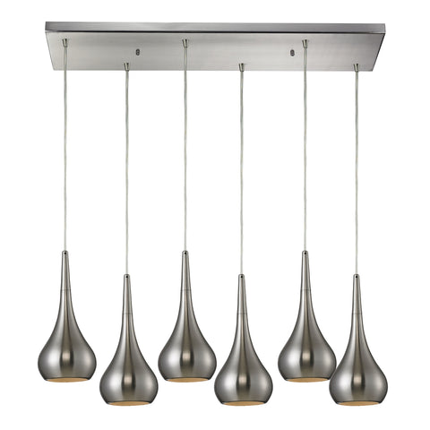 Lindsey 6- Light Satin Nickel Light Glass Vintage Fixture Ceiling Mini Pendant