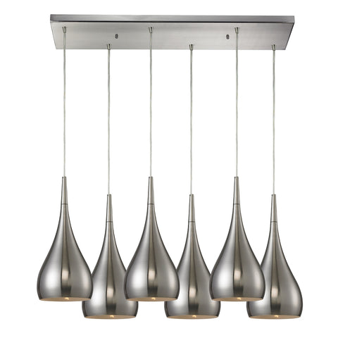 Lindsey 6- Light Satin Nickel Light Glass Vintage Fixture Ceiling Mini Pendant