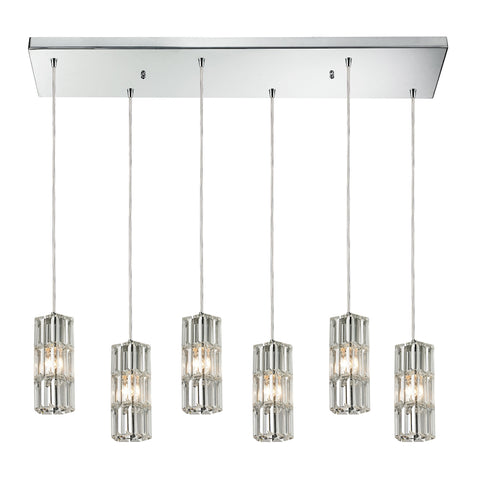 Cynthia Collection 6 light Polished Chrome Glass Vintage Fixture Mini Pendant