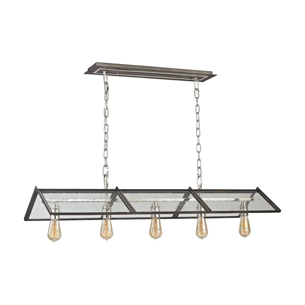 Ridgeview 5-Light Weathered Zinc with Polished Nickel Accents Light Chandelier