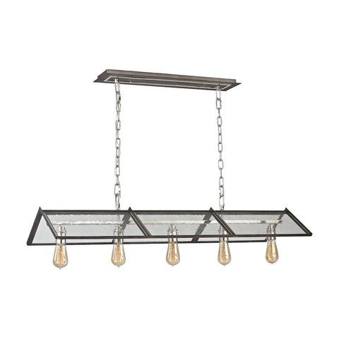 Ridgeview 5-Light Weathered Zinc with Polished Nickel Accents Light Chandelier