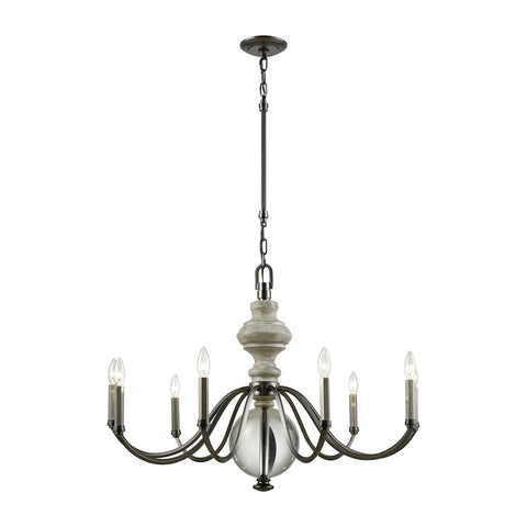 Neo Classica 9-Light Aged Black Nickel Weathered Birch Crystal Light Chandelier