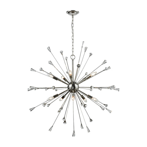 Sprigny 10-Light Polished Nickel with Clear Crystal Light Vintage Chandelier