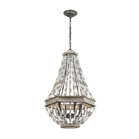 Summerton 4 Washed Gray/Malted Rust Light Glass Vintage Fixture Ceiling Pendant