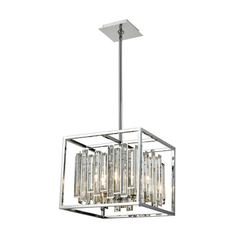 Rivona 4 Polished Chrome Light Glass Vintage Fixture Ceiling Pendant