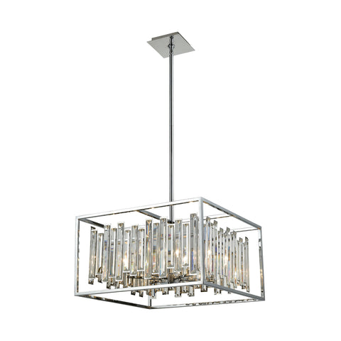 Rivona 6 Polished Chrome Light Glass Vintage Fixture Ceiling Pendant