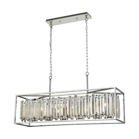 Rivona 6 Billiard Polished Chrome Glass Vintage Fixture Ceiling Island Light