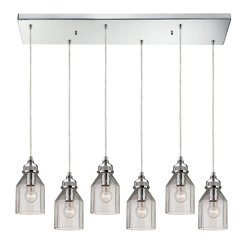 Danica Collection 6 light chandelier Polished Chrome Glass Mini Pendant