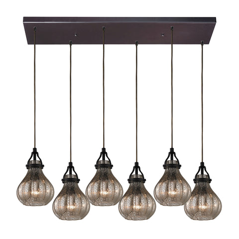 Danica 6 Light Oil Rubbed Bronze and Mercury Glass Vintage Mini Pendant