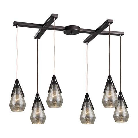 Duncan 6 Light Oil Rubbed Bronze Glass Vintage Fixture Ceiling Pendant