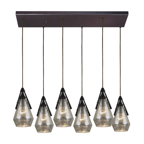 Duncan 6 Light Oil Rubbed Bronze Glass Vintage Fixture Ceiling Mini Pendant