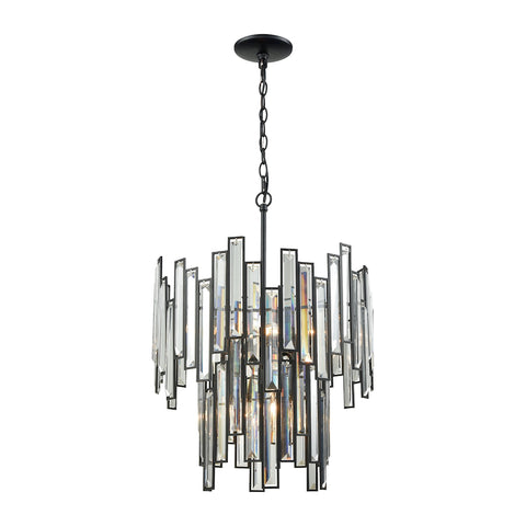 Lineo 6-Light Matte Black with Clear Crystal Light Vintage Fixture Chandelier