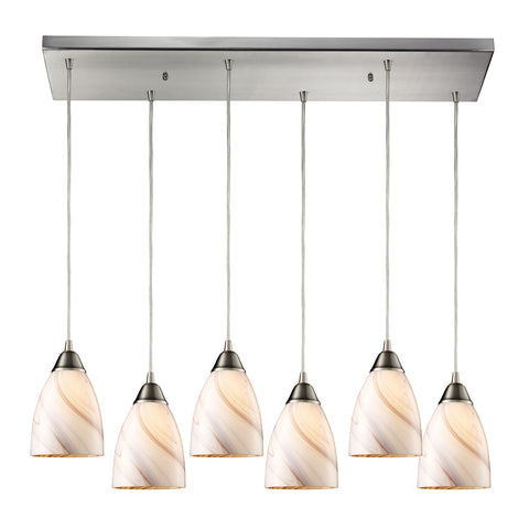 Pierra 6- Light Satin Nickel Light Glass Vintage Fixture Ceiling Mini Pendant