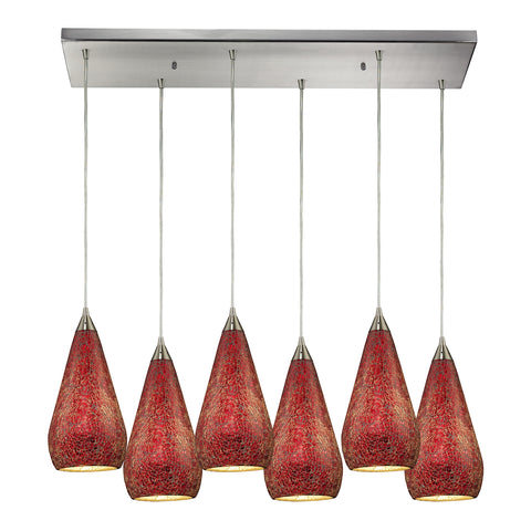 Curvalo 6- Light Satin Nickel Light Glass Vintage Fixture Ceiling Mini Pendant