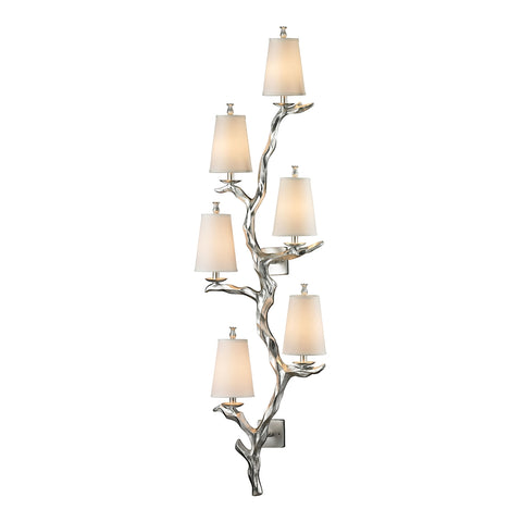 Sprig Collection 6 light Silver Leaf Vintage Light Fixture Sconce