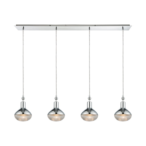 Ravette 4 Polished Chrome Light Glass Vintage Fixture Ceiling Pendant