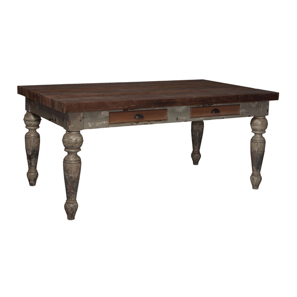 Farmhouse 72-Inch Blanc Under Ice Grey Room Banquet Dining Table