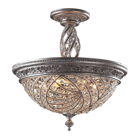 Renaissance Collection Sunset Silver Light Fixture Vintage Semi Flush Mount