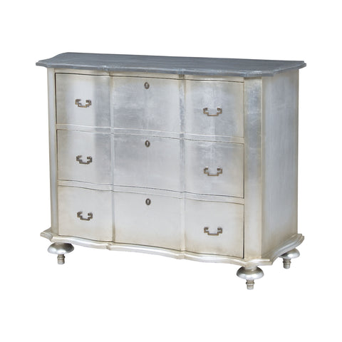 Petite Duchess In Antique Silver Leaf Smoke Vintage Tall Chest Dresser Drawer