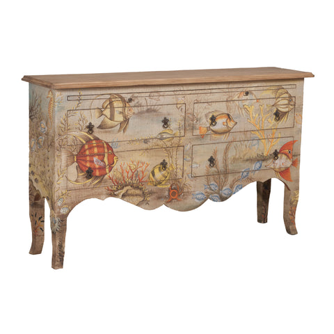 Island Cottage Sideboard Artisan Stain Hand-Painted Dresser Credenza Cabinet