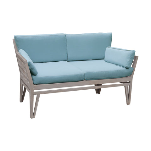 Newport Outdoor Henna Teak Mid Century Modern Love Seat