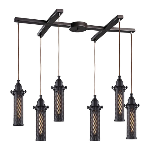 Fulton Oil Rubbed Bronze 6 Light Glass Vintage Fixture Ceiling Pendant