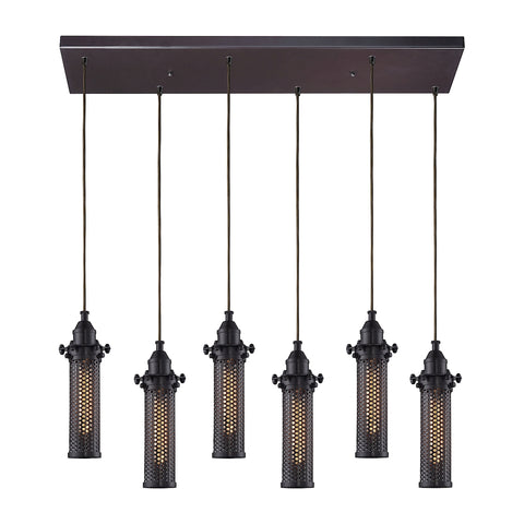 Fulton Oil Rubbed Bronze 6 Light Glass Vintage Fixture Ceiling Mini Pendant