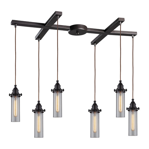 Fulton Oil Rubbed Bronze 6 Light Glass Vintage Fixture Ceiling Pendant