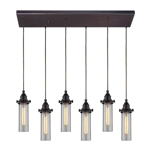 Fulton Oil Rubbed Bronze 6 Light Glass Vintage Fixture Ceiling Mini Pendant