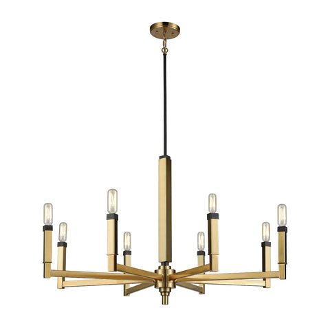 Mandeville 8-Light Satin Brass with Oil Rubbed Bronze Accents Light Chandelier