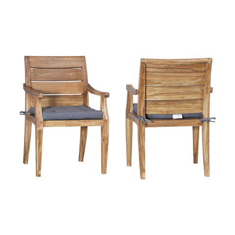 Teak Club Arm (Set Of 2) Euro Teak Oil Mid Century Modern Dining Chairs