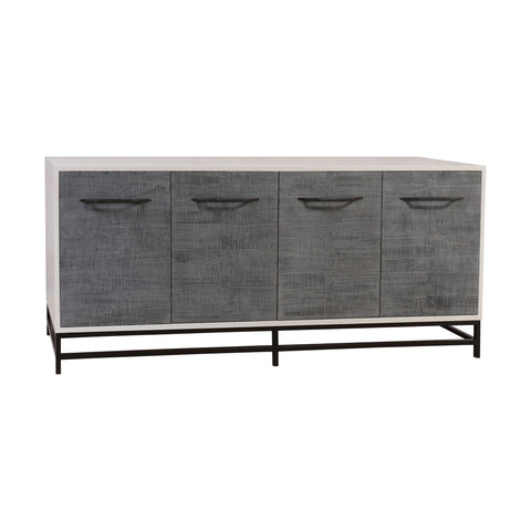 Dovetail 4 Door Cappuccino Foam Gray Stain Brass Dresser Credenza Cabinet