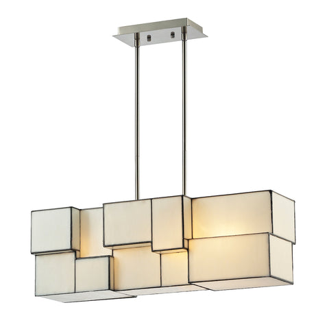 Cubist 4-Light Brushed Nickel Light Vintage Fixture Ceiling Chandelier