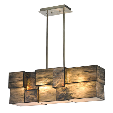 Cubist 4-Light Brushed Nickel Light Vintage Fixture Ceiling Chandelier