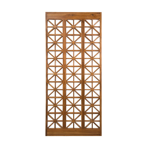 Teak Lattice Floor Screen Euro Teak Oil Home Beveled Mounted Wall Mirror