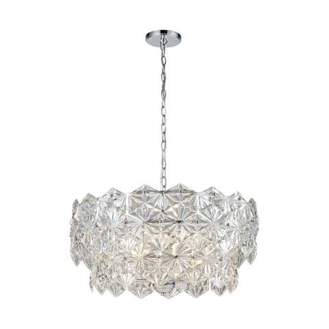 Lavique 5 Polished Chrome Light Glass Vintage Fixture Ceiling Pendant