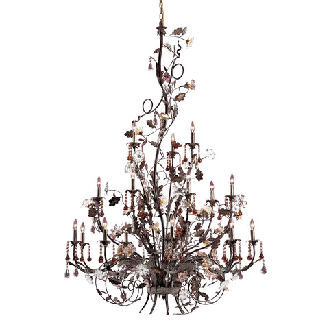 Cristallo Fiore 18-Light Deep Rust Light Vintage Fixture Ceiling Chandelier