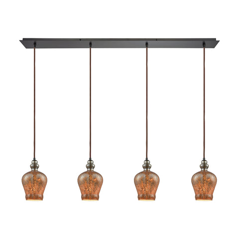 Sojourn 4 Light Linear Pan Oil Rubbed Bronze with Lava Toned Glass Pendant