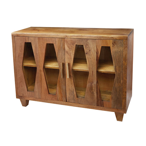 Retro Diamond Natural Mango Vintage Dresser Credenza Cabinet